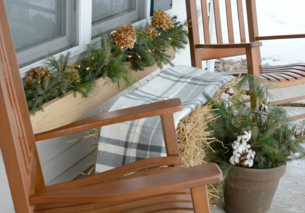 rustic winter front porch