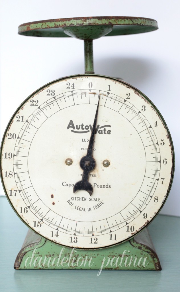 vintage kitchen scale with patina