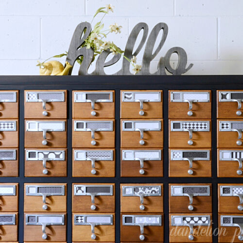 Two tone painted card catalog