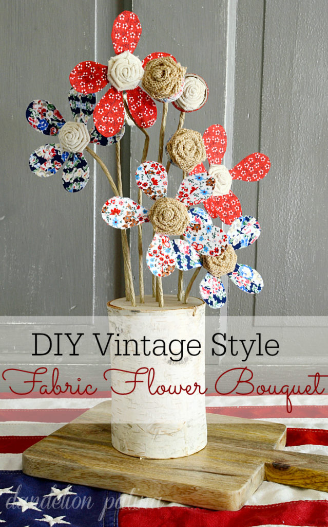 Interested in creating flowers that last a lifetime? These vintage style DIY fabric flowers are simple to create and are super cute as a table centerpiece or summer vignette.