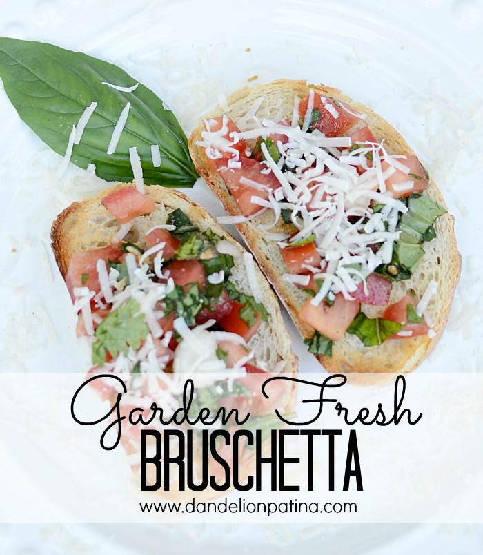 Garden fresh bruschetta with basil and cilantro