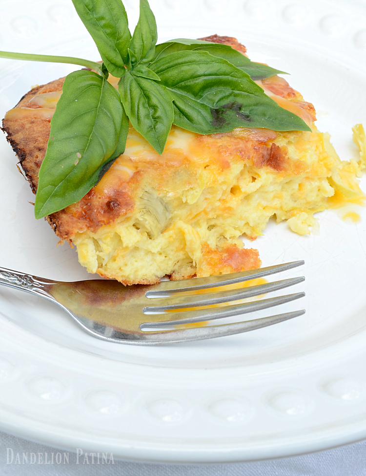 Easy and delicious cheesy artichoke breakfast egg bake